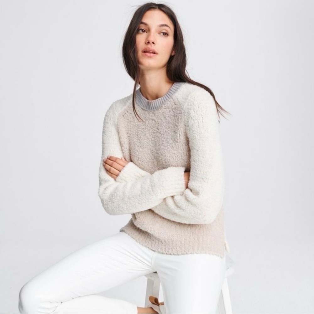 Rag and Bone Davis Thick Wool Blend Sweater in Ivory/Gray Combo